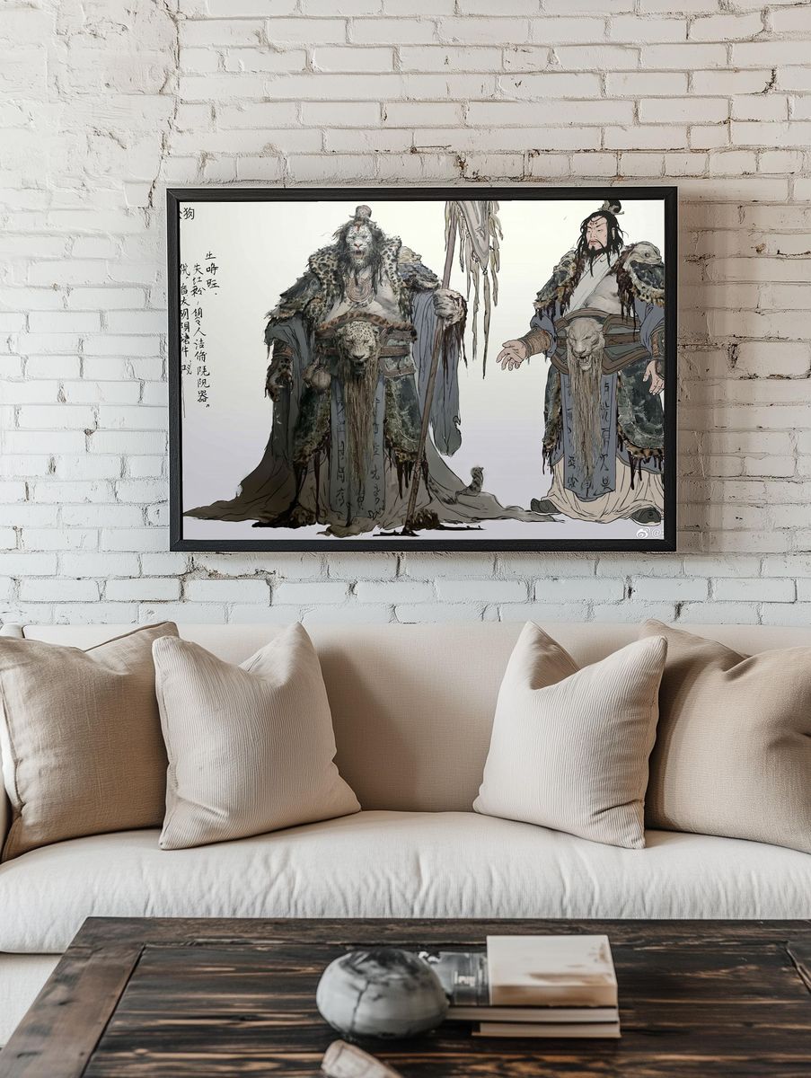Tiger Warrior Ink Illustration Poster. — room view 1