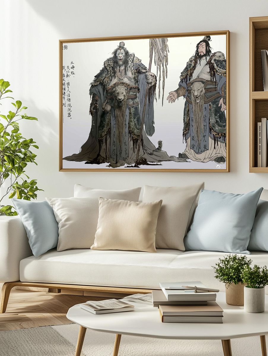 Tiger Warrior Ink Illustration Poster. — room view 2
