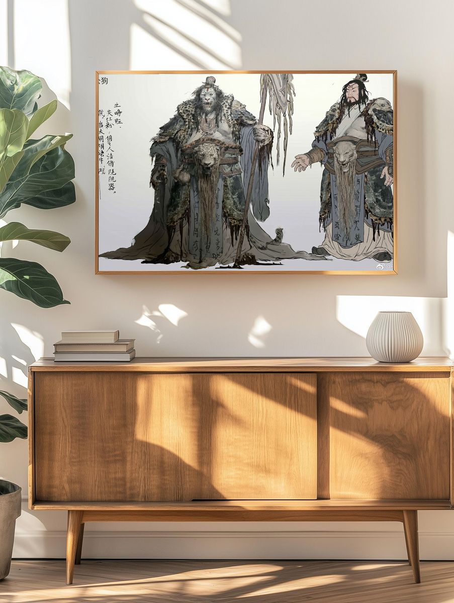Tiger Warrior Ink Illustration Poster. — room view 3