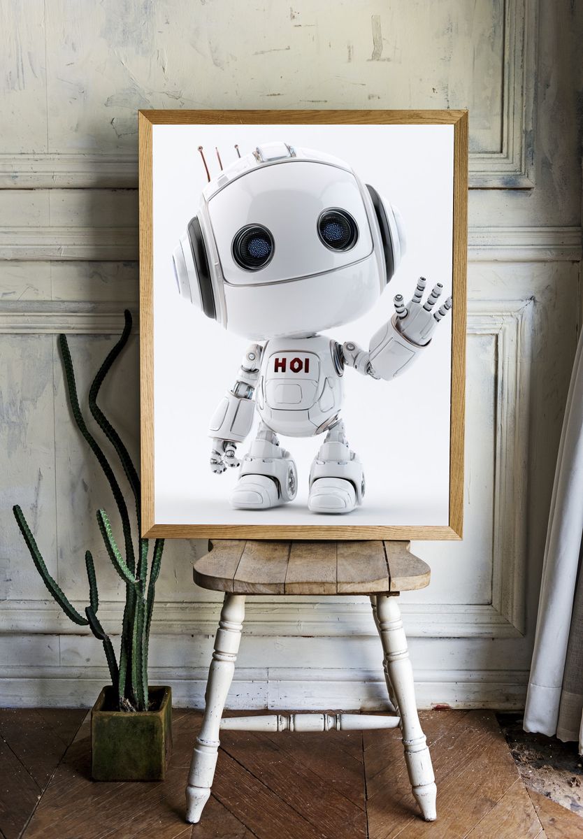 Cute Robot Character Illustration Poster. room preview