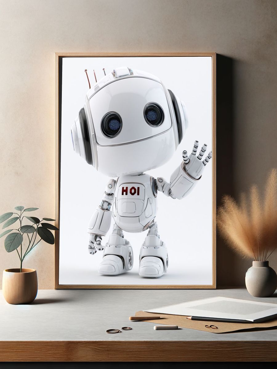 Cute Robot Character Illustration Poster. — room view 2