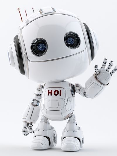 Cute Robot Character Illustration Poster.
