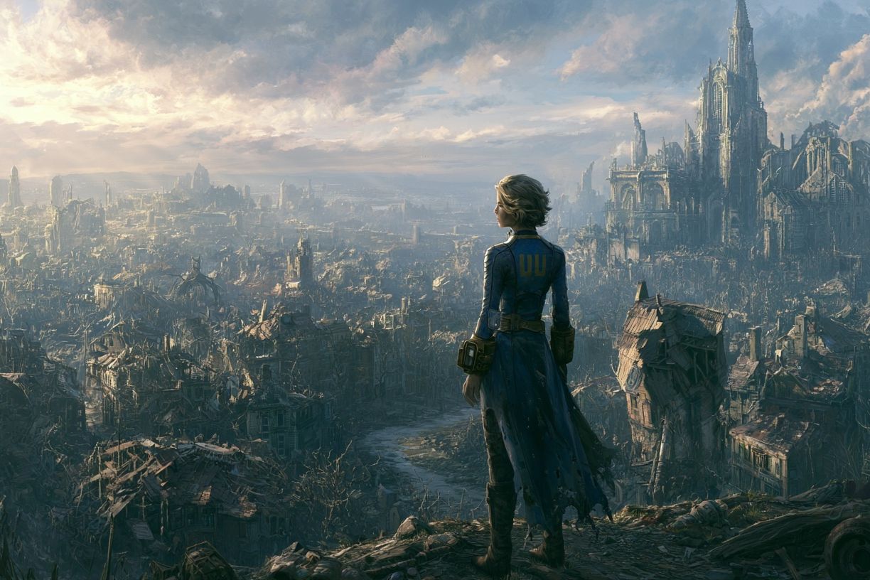 Futuristic Ruins Cityscape Print. poster detail