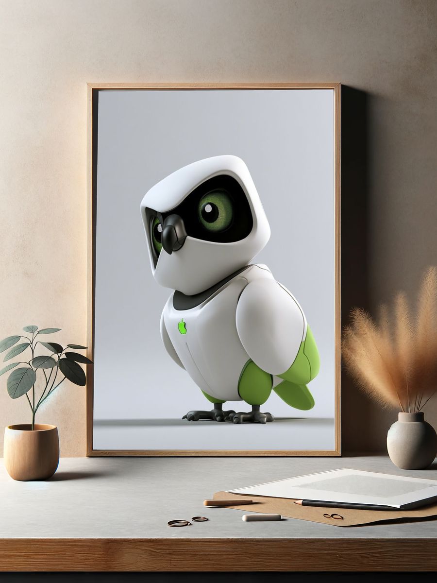 Cute Robot Bird Illustration Poster. — room view 2