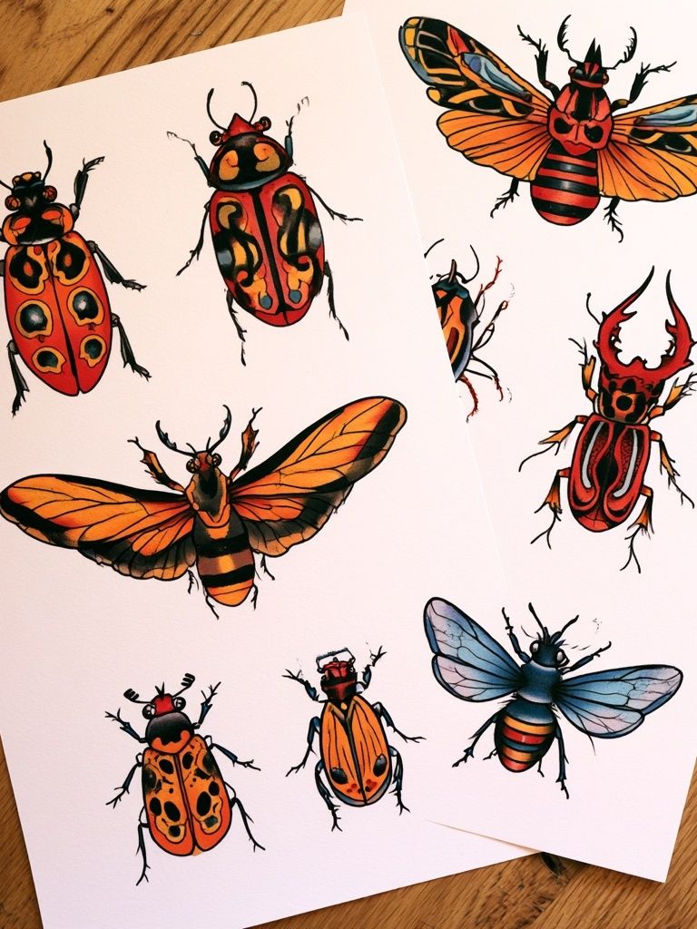 Colorful Insect Study Illustration Poster. poster detail
