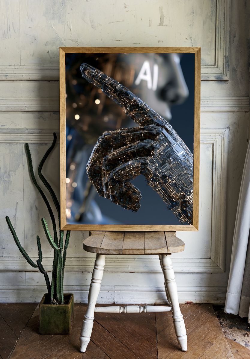 AI Hand Gesture Digital Art Poster. room preview