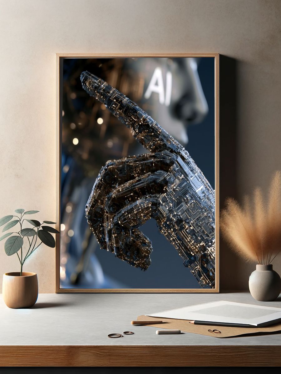 AI Hand Gesture Digital Art Poster. — room view 2