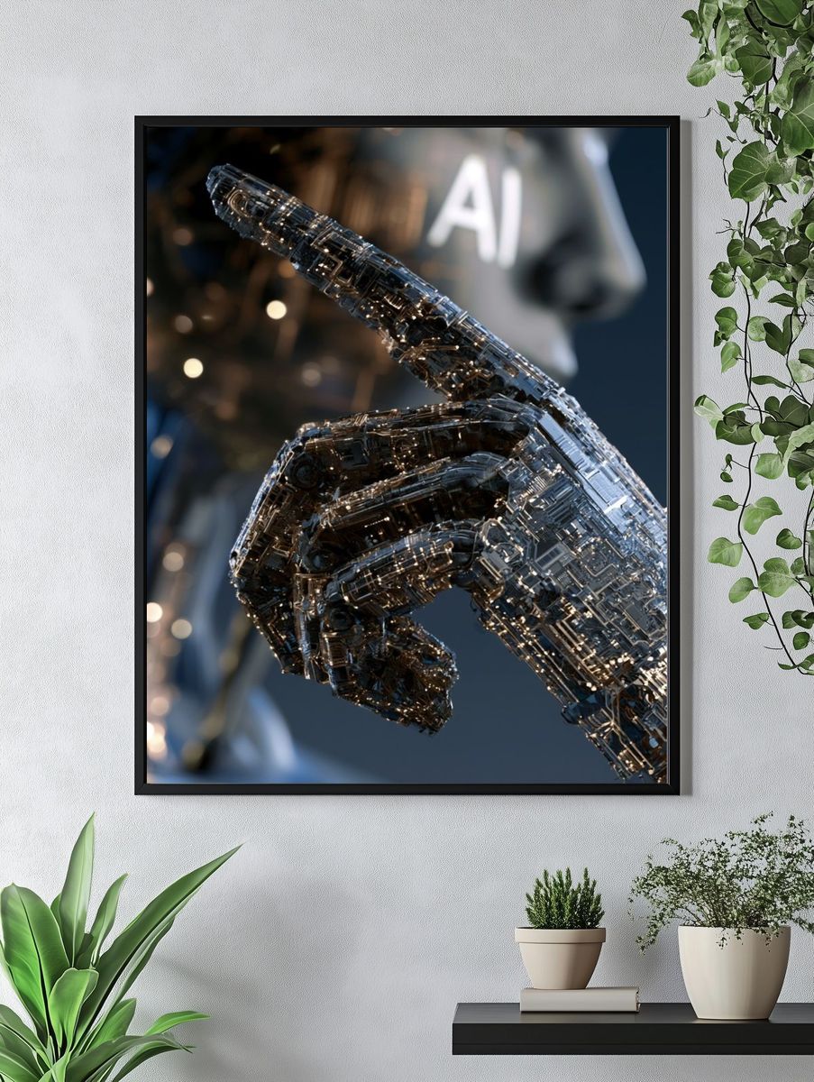 AI Hand Gesture Digital Art Poster. — room view 4