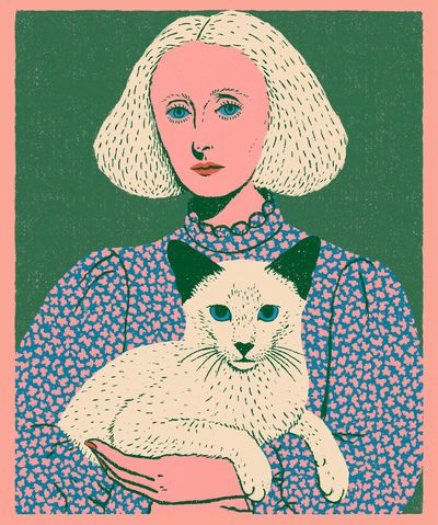 Woman with Cat Illustration Poster. poster
