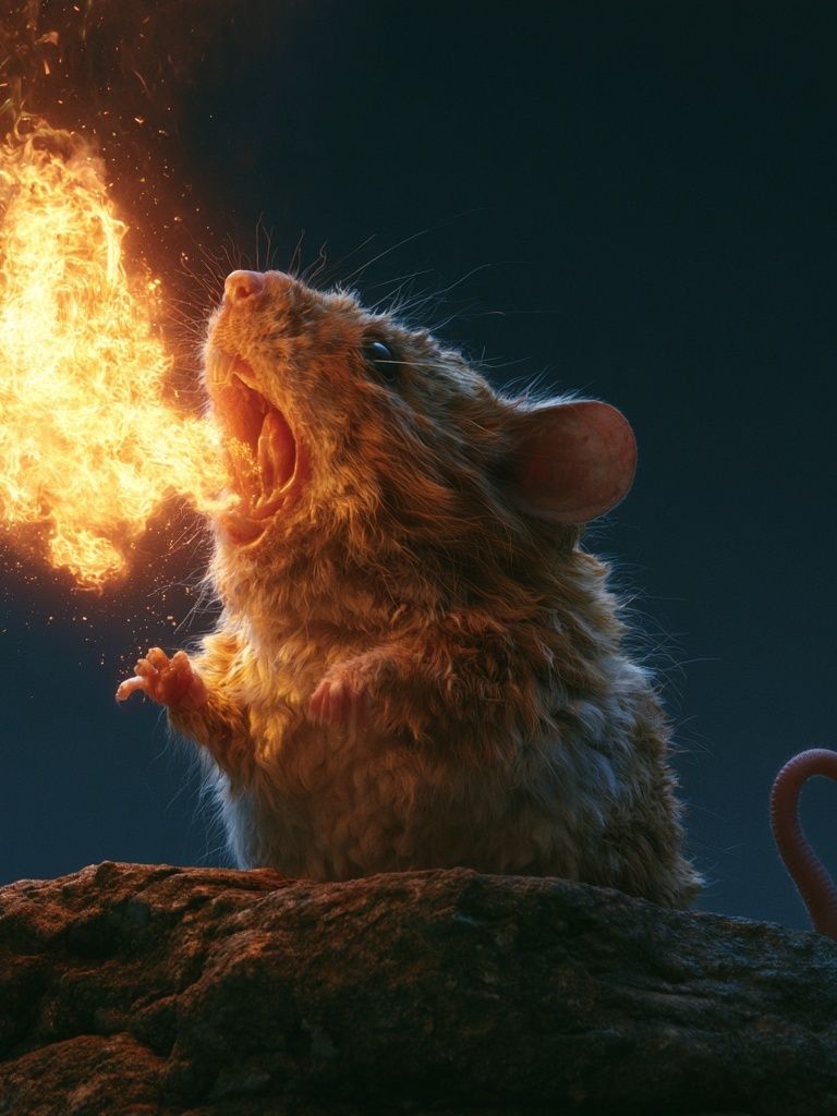 Fire-Breathing Mouse Illustration Poster. poster — illustration art