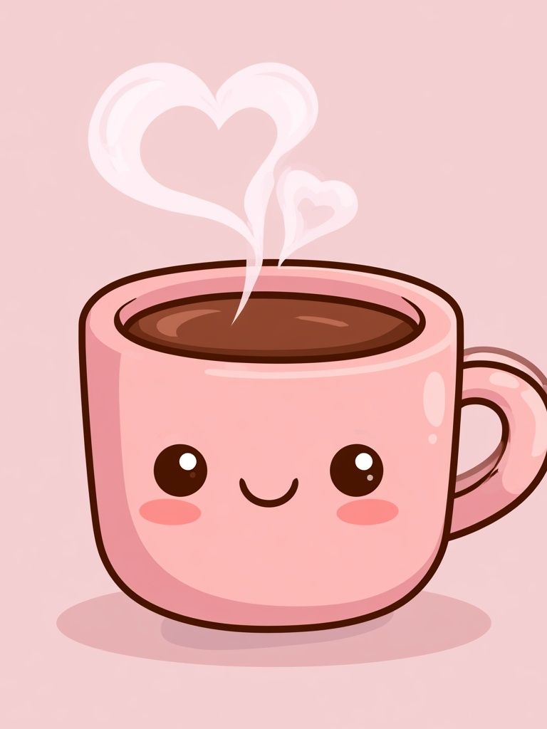 Cute Pink Coffee Cup Poster. poster — illustration art