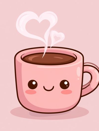 Cute Pink Coffee Cup Poster. poster