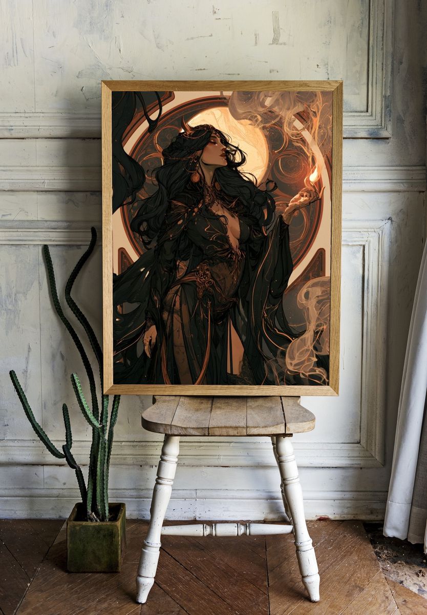 Mystic Sorceress Digital Art Poster. room preview