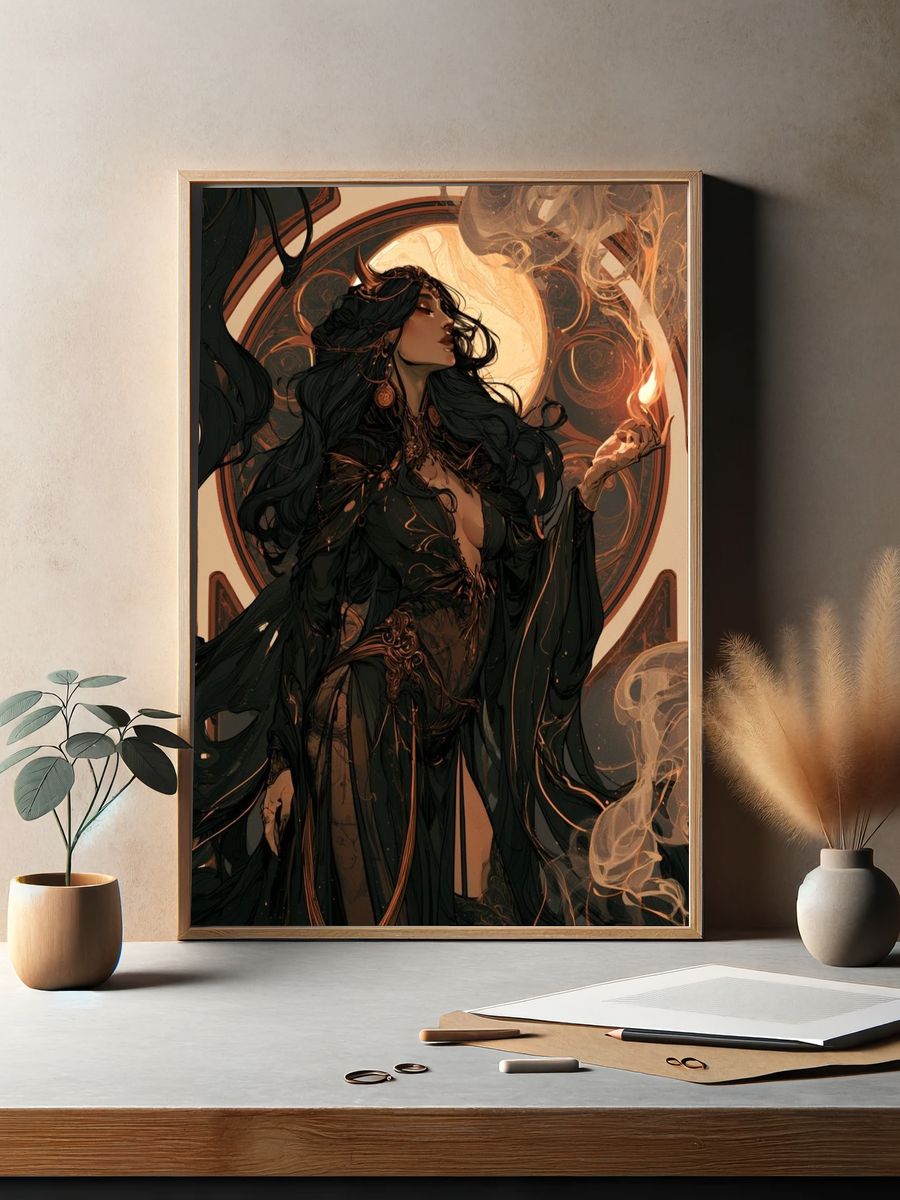 Mystic Sorceress Digital Art Poster. — room view 2