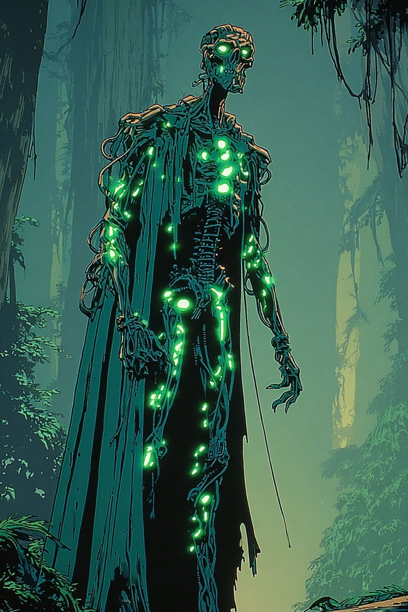 Glowing Forest Skeleton Digital Art Poster. poster — illustration art