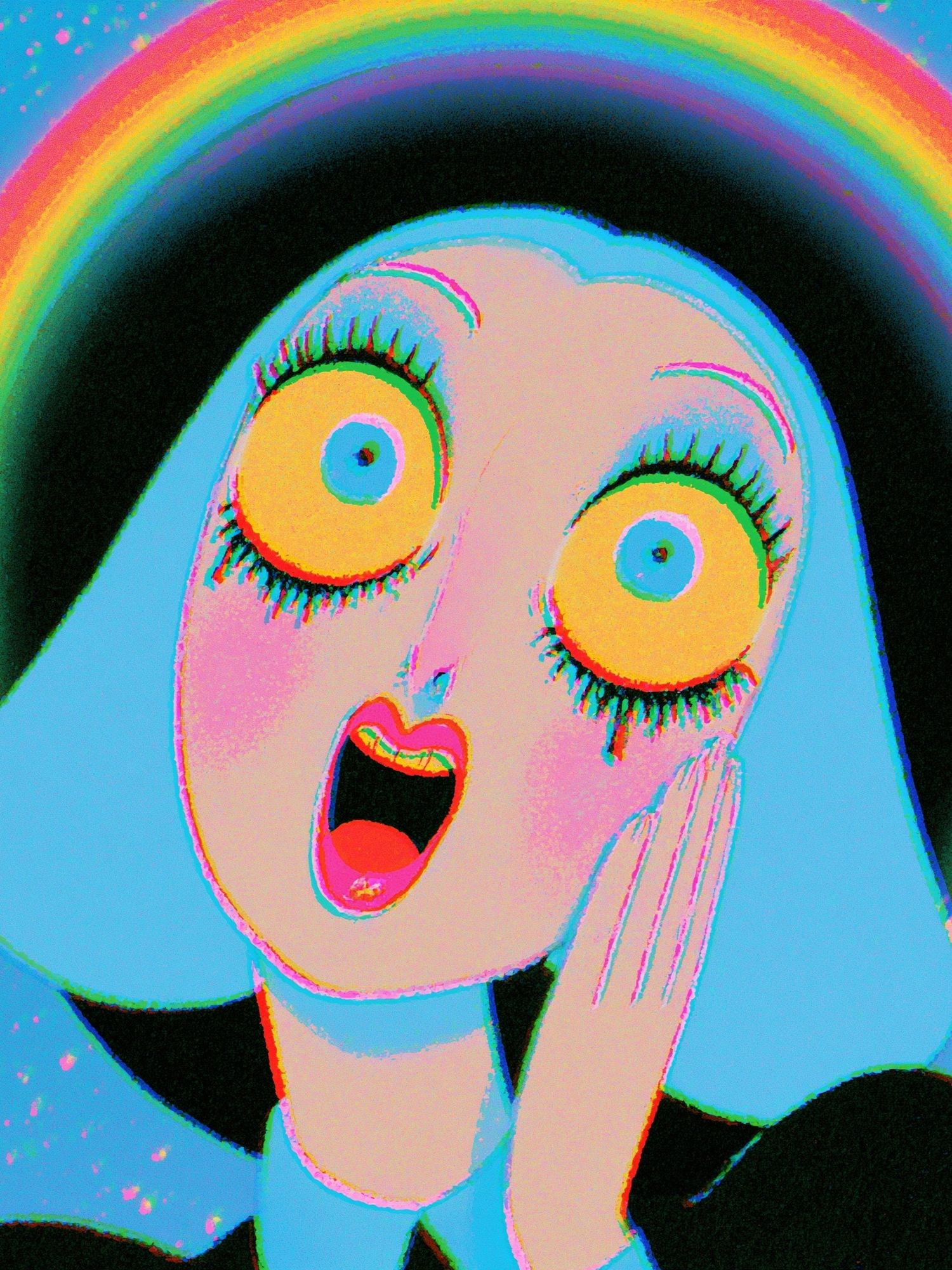 Surprised Ghost Rainbow Poster. poster detail