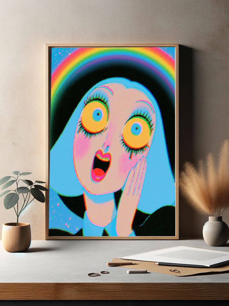 Surprised Ghost Rainbow Poster. — room view 2