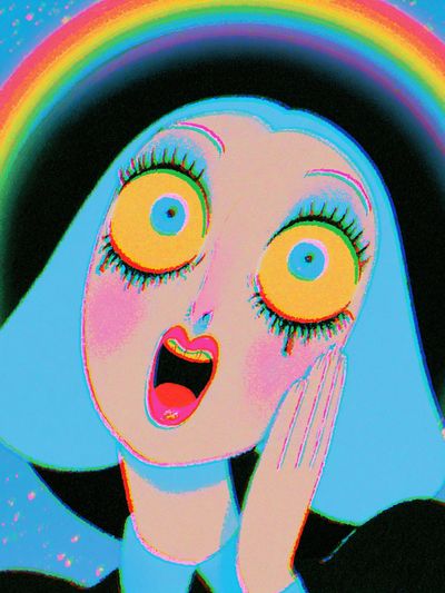 Surprised Ghost Rainbow Poster. poster print