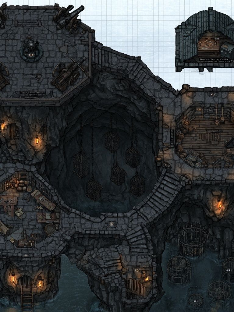Dark Dungeon Map Illustration Poster. poster detail