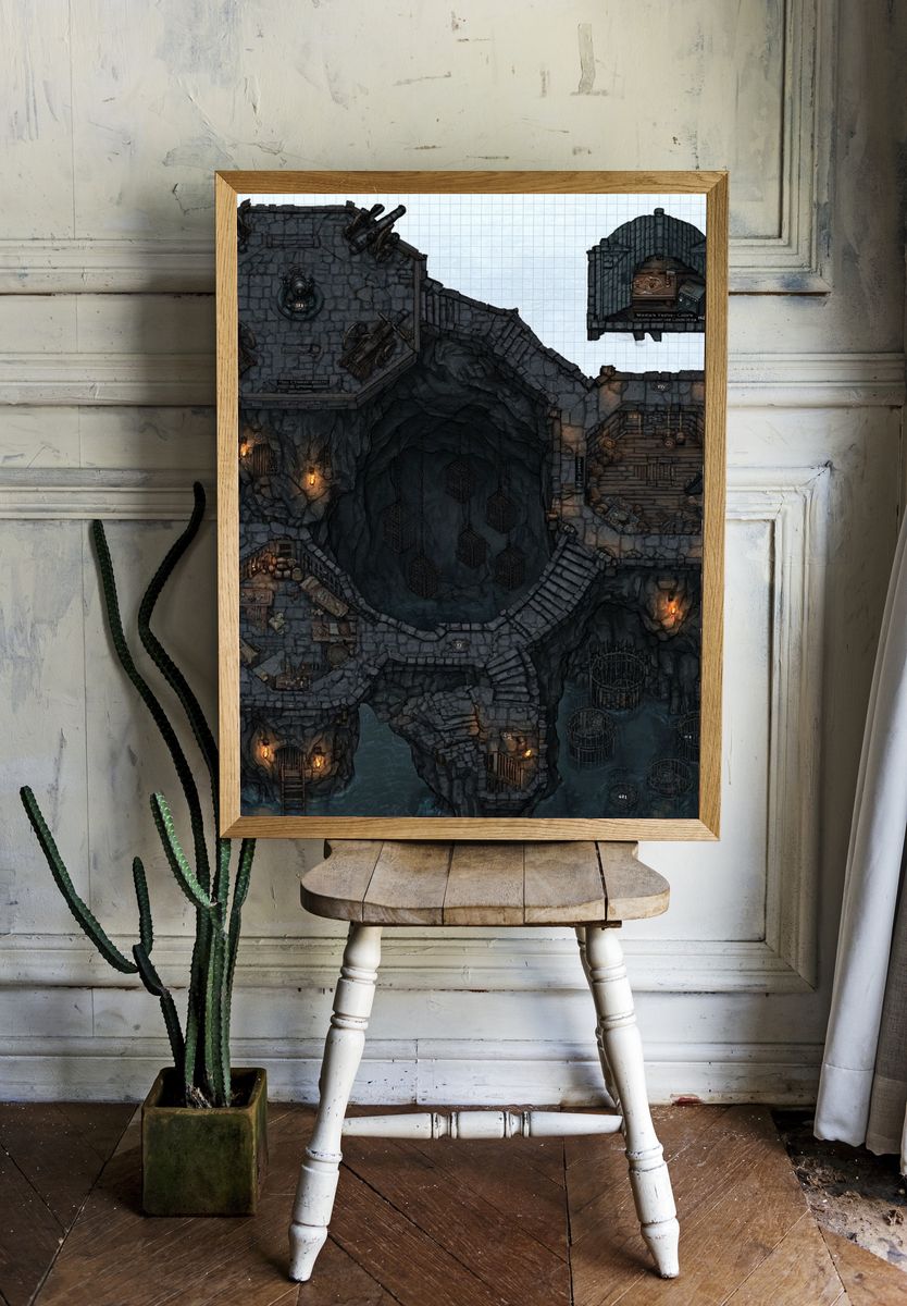 Dark Dungeon Map Illustration Poster. — room view 1