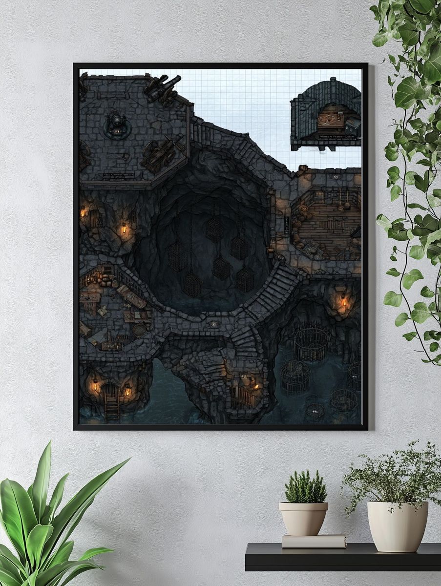 Dark Dungeon Map Illustration Poster. — room view 4