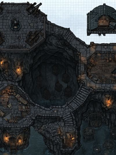 Dark Dungeon Map Illustration Poster. poster