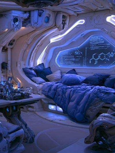 Futuristic Space Cabin Illustration Poster.