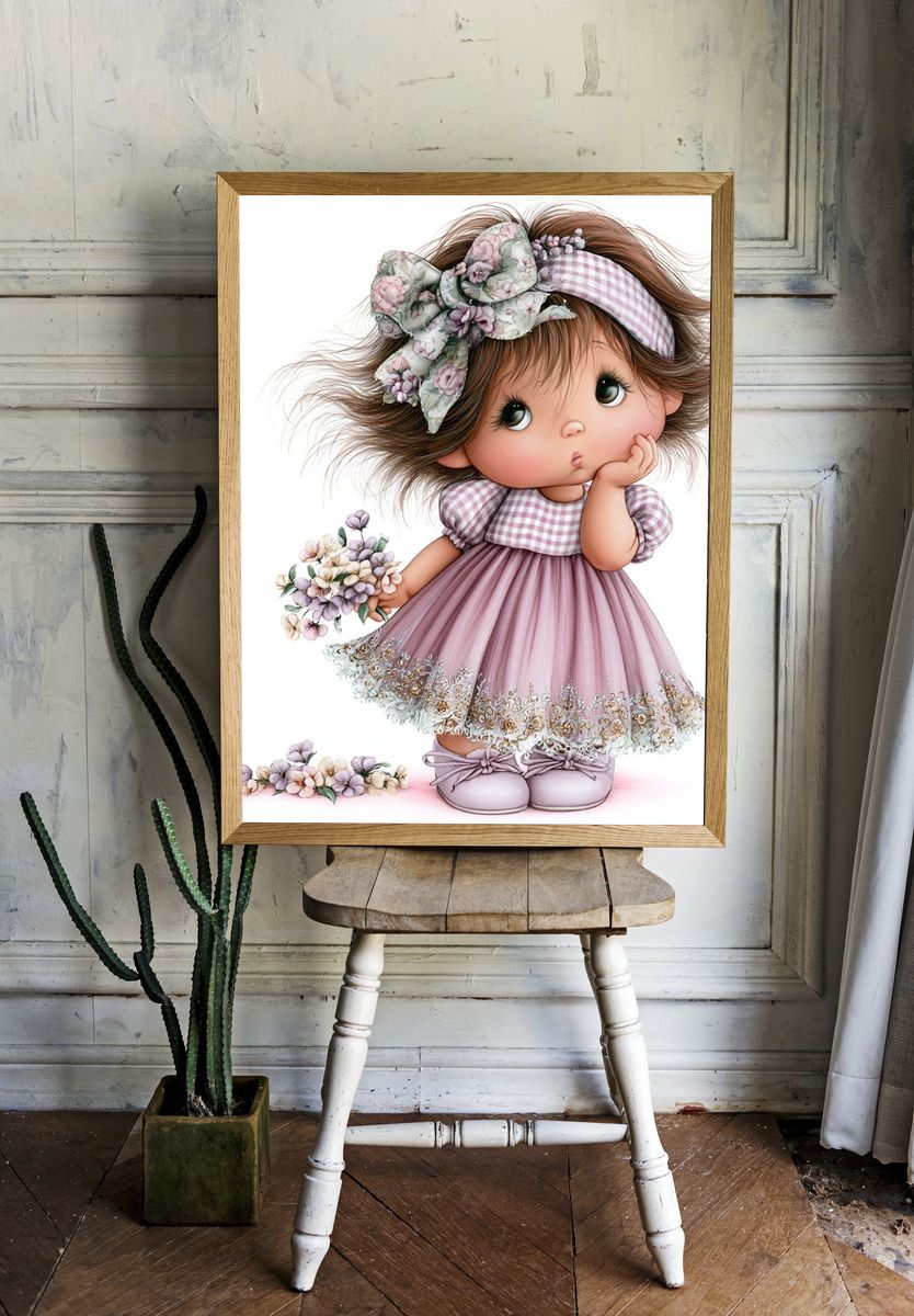 Floral Doll Illustration Poster. — room view 1