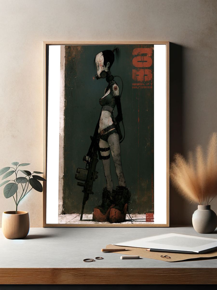 Cyberpunk Gas Mask Warrior Print. — room view 2