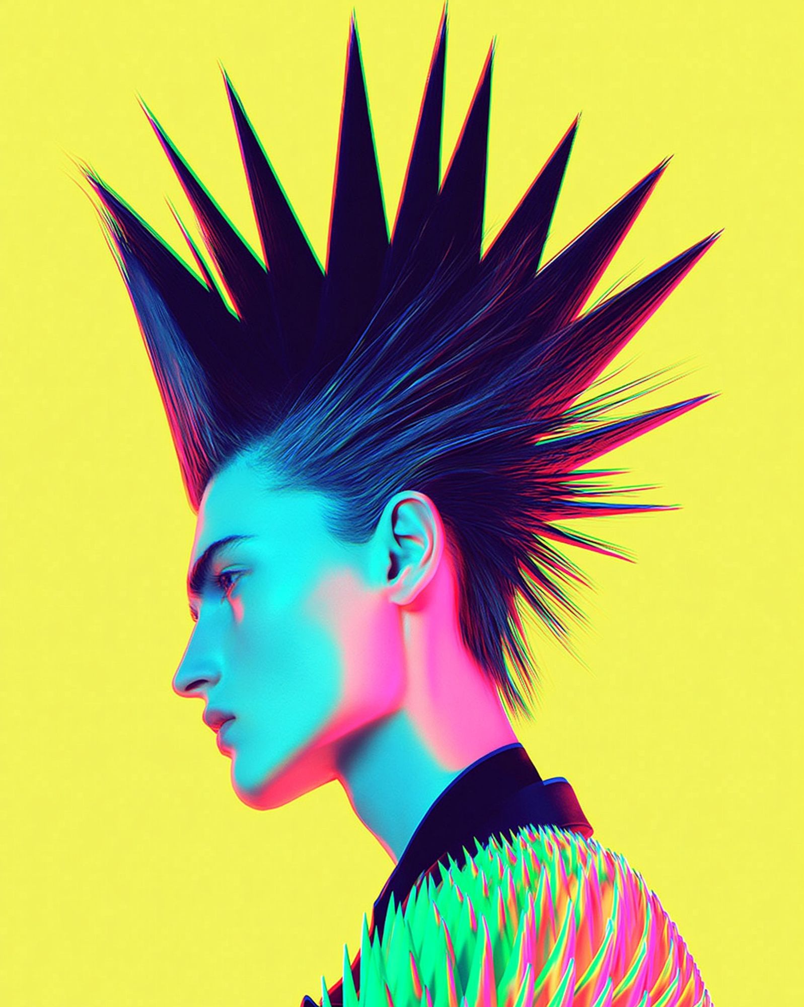 Neon Punk Portrait Poster. poster detail