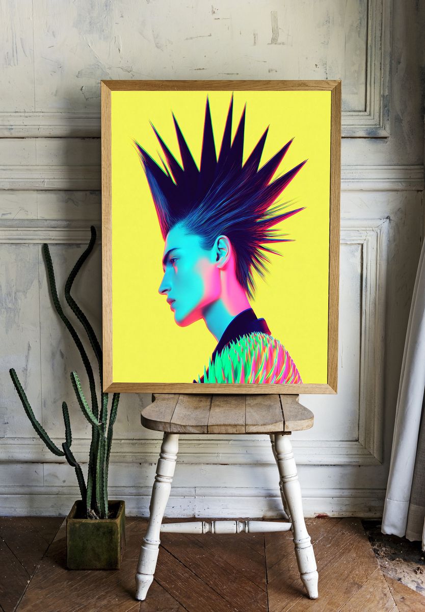 Neon Punk Portrait Poster. — room view 1
