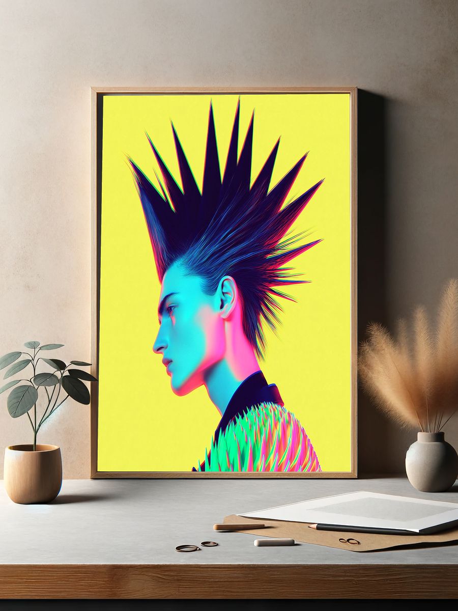 Neon Punk Portrait Poster. — room view 2