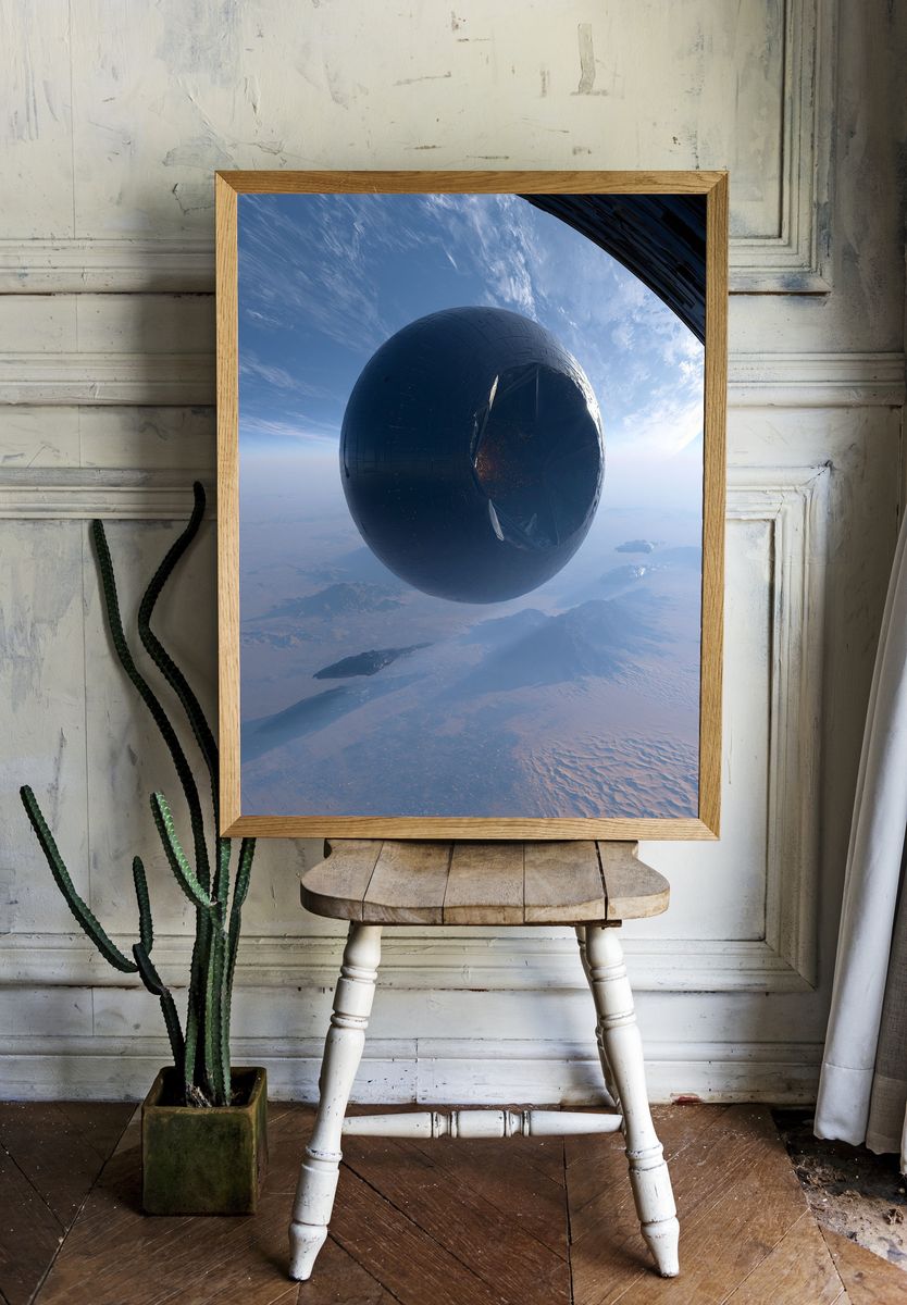Orbital Megastructure Sci-Fi Print. — room view 1