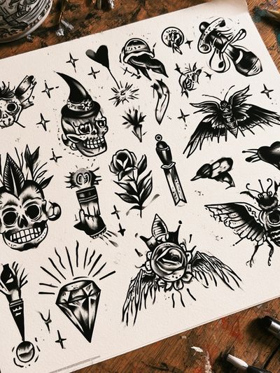 Blackwork Tattoo Flash Poster. poster