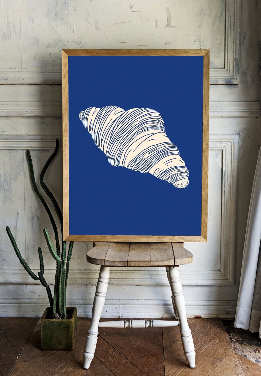Blue Shell Line Art Poster. — room view 1