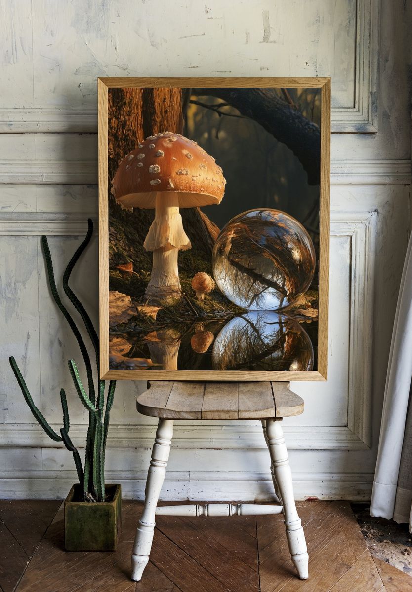 Enchanted Mushroom Forest Print. room preview