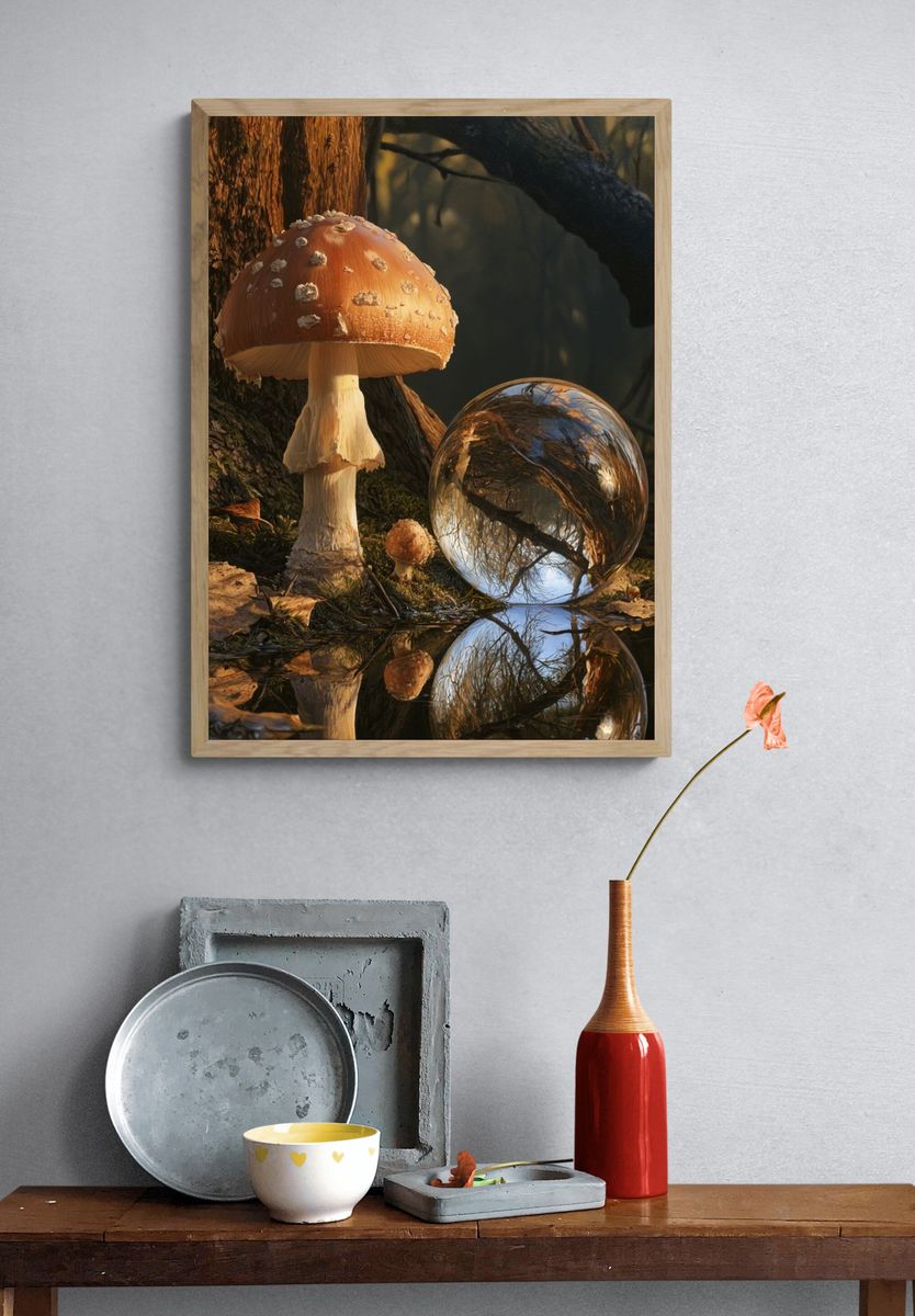 Enchanted Mushroom Forest Print. — room view 3