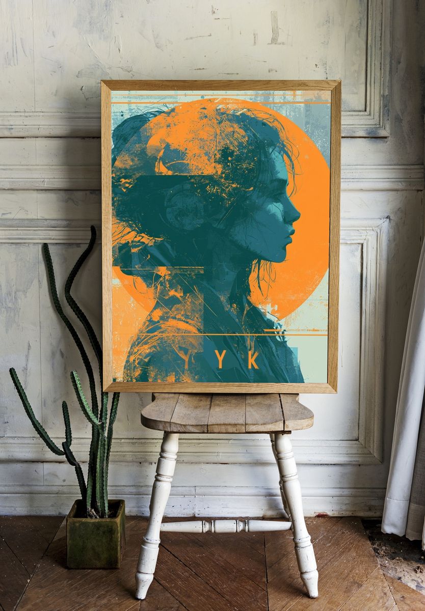 Abstract Profile Silhouette Poster. room preview