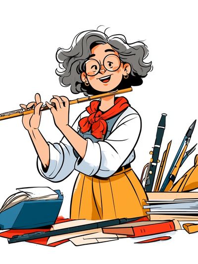 Creative Flute Girl Illustration Poster.