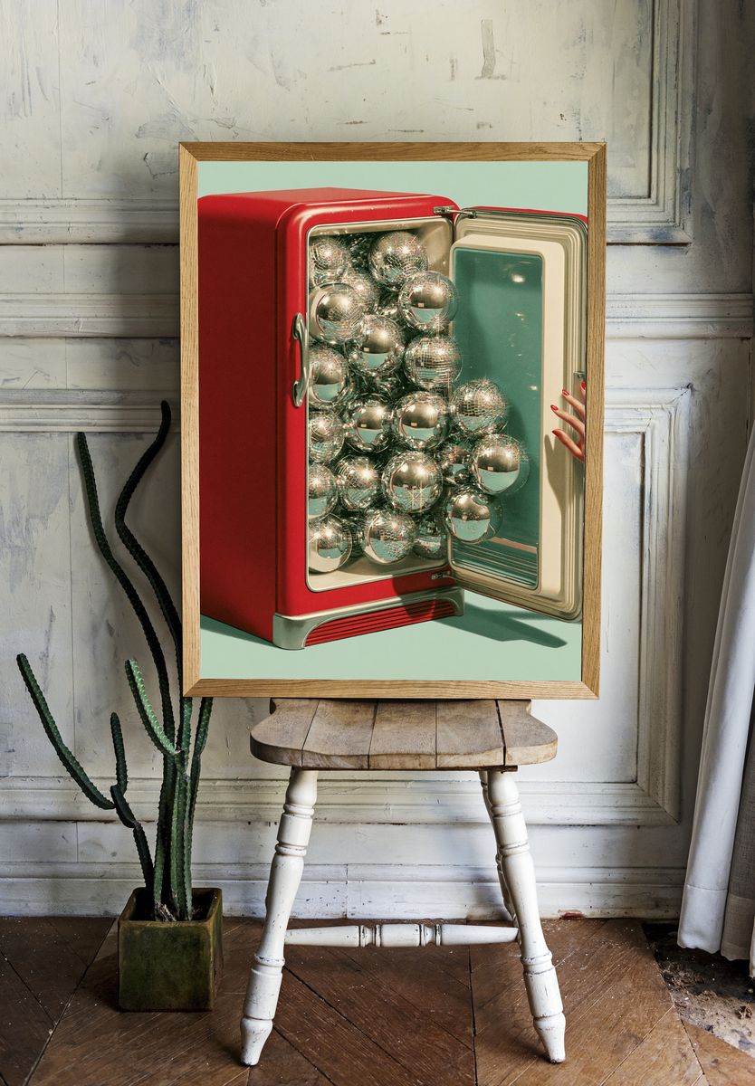 Disco Fridge Surrealism Print. — room view 1
