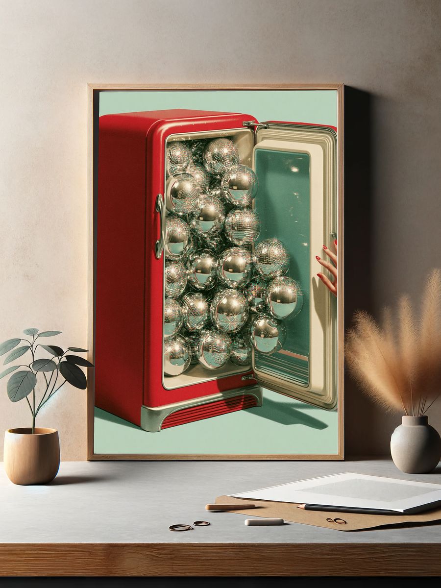 Disco Fridge Surrealism Print. — room view 2