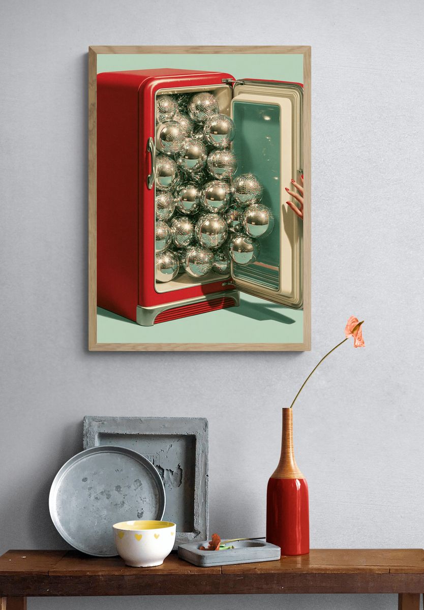 Disco Fridge Surrealism Print. — room view 3