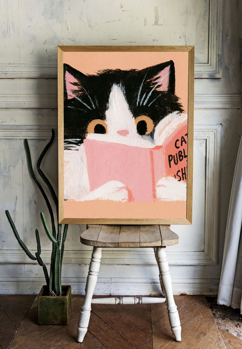 Cat Publishing Illustration Poster. — room view 1