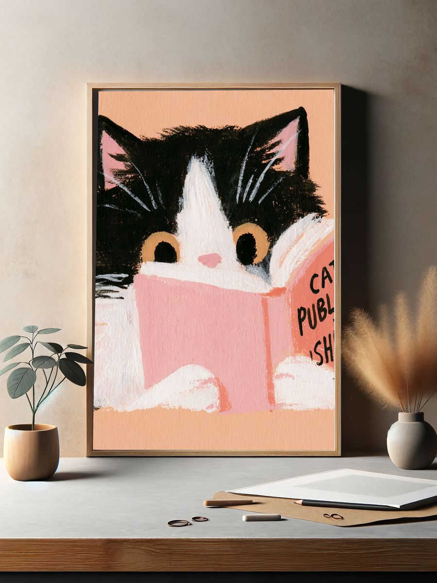 Cat Publishing Illustration Poster. — room view 2
