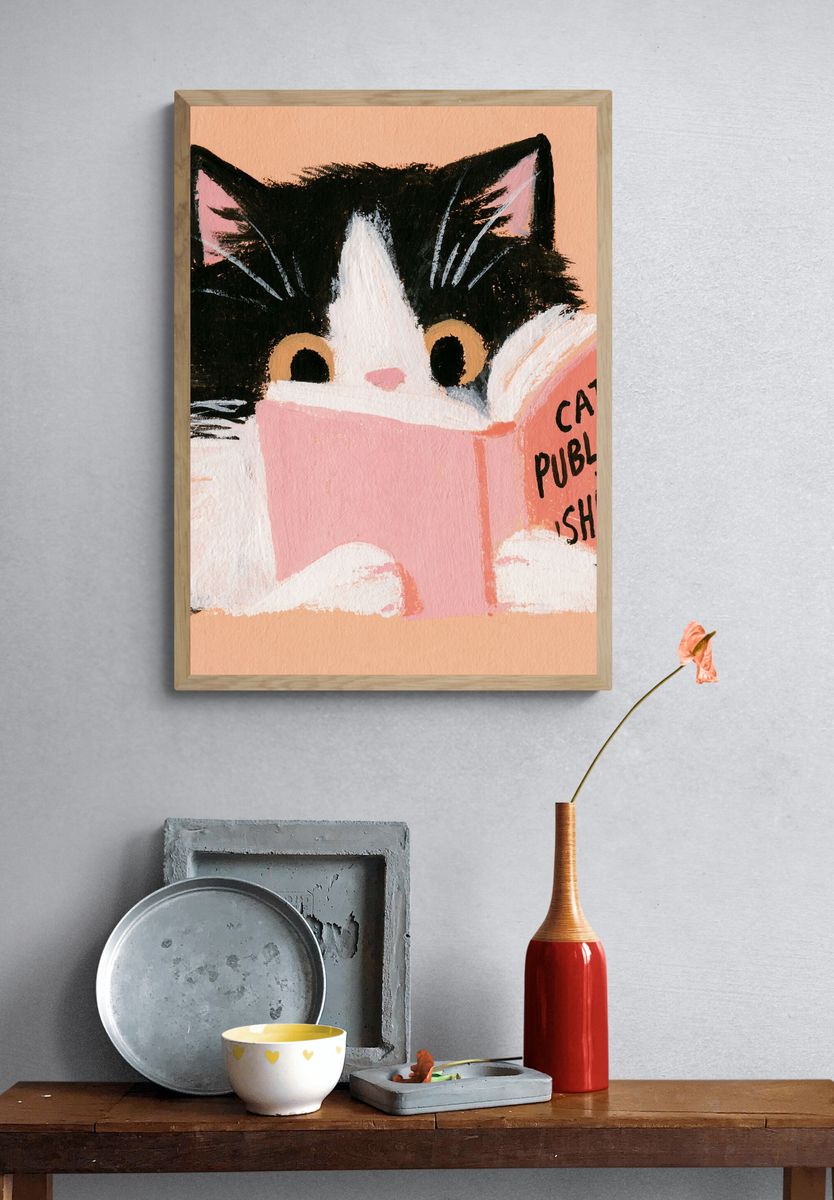 Cat Publishing Illustration Poster. — room view 3