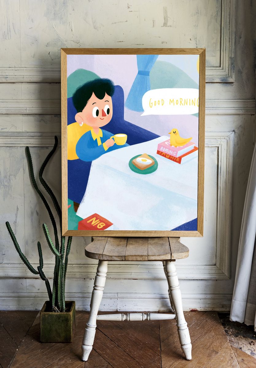 Good Morning Breakfast Illustration Poster. — room view 1