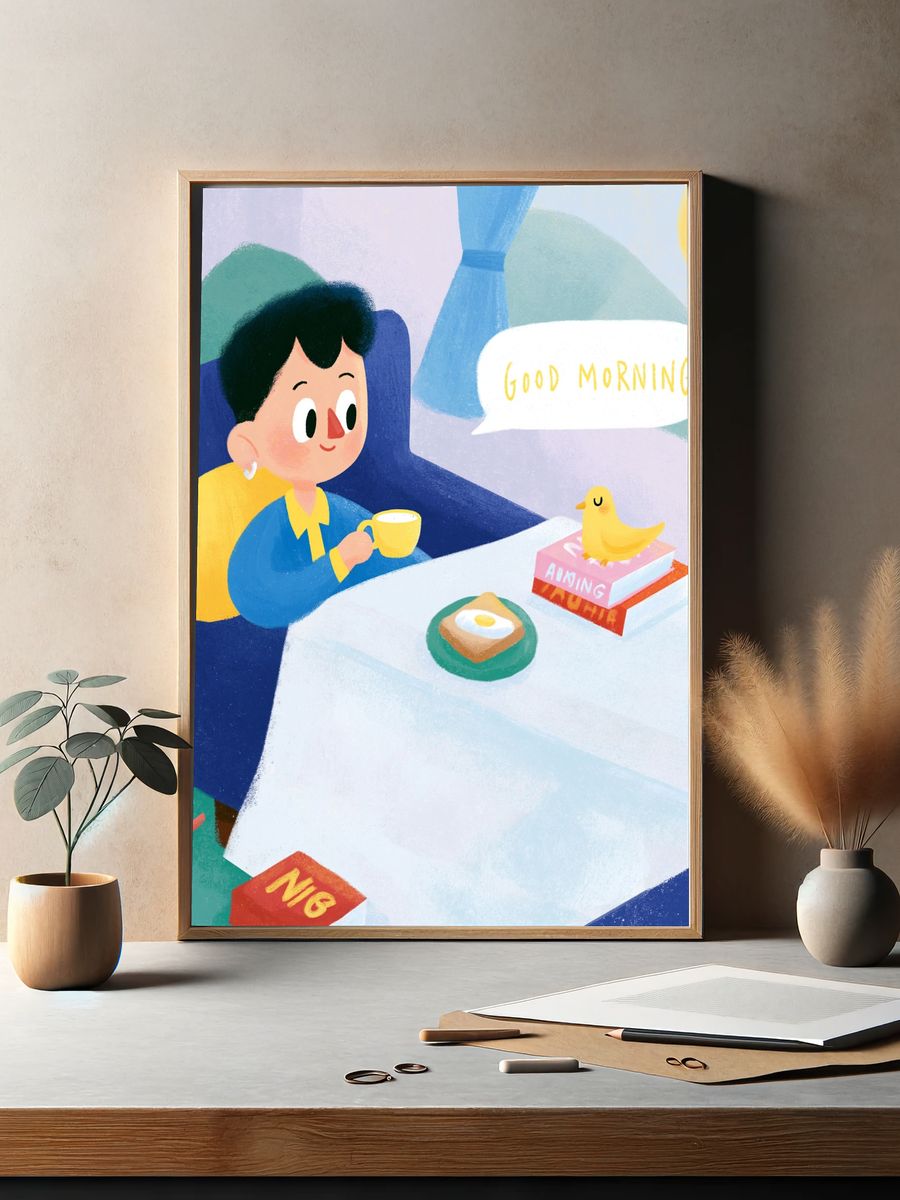 Good Morning Breakfast Illustration Poster. — room view 2