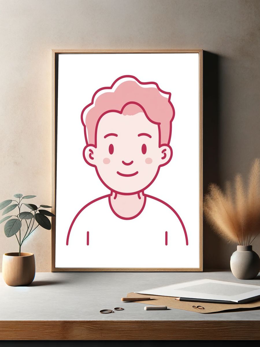 Smiling Boy Illustration Poster. — room view 2