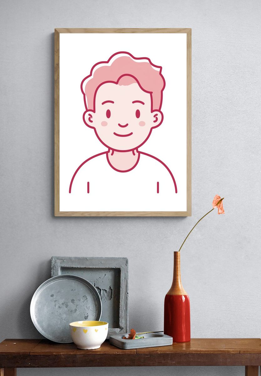 Smiling Boy Illustration Poster. — room view 3