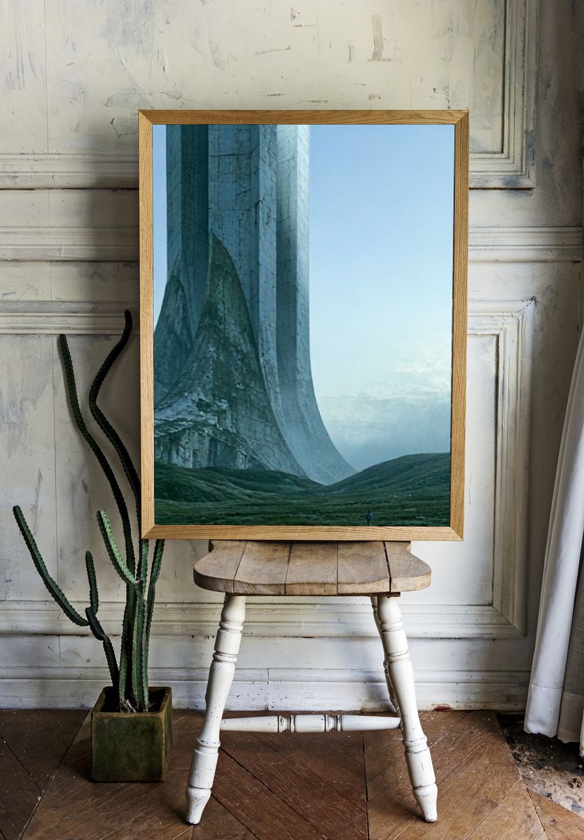 Monolithic Cliffscape — Surreal Print. — room view 1